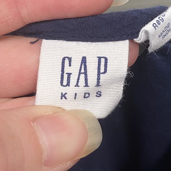 Gap Kids Girls Blue Metallic Print Long Sleeve Cotton Trapeze Dress Size L 10 - Picture 3 of 6